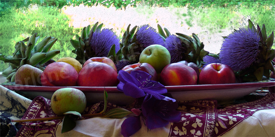 Artichoke Flowers and Fruit by Marlene Olson 32"X16"