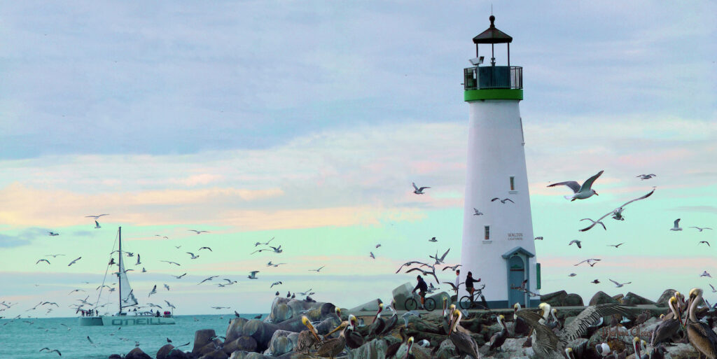 Winter at the Walton Lighthouse by Marlene Olson 32"X16" ⓒ